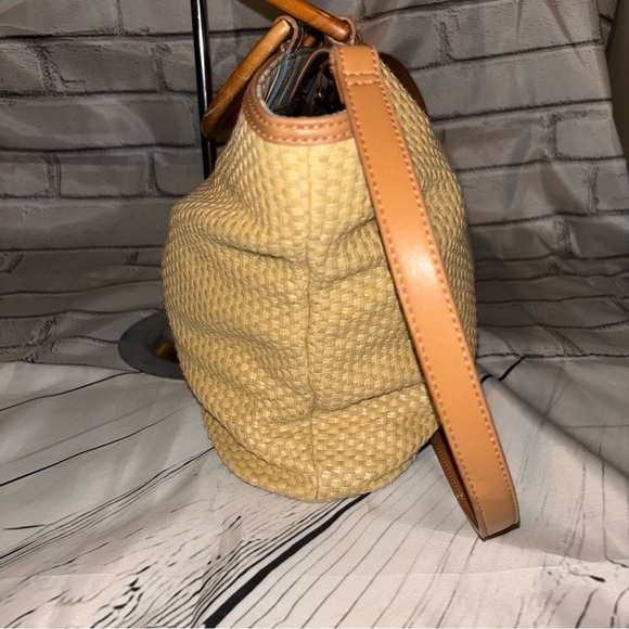 Vintage Fossil Women's 75082 Shoulder Bag Tan Woven Handbag - Picture 3 of 12